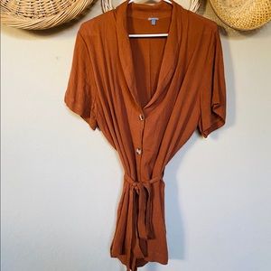 Charlotte Russe Linen Button Up Orange Size XL